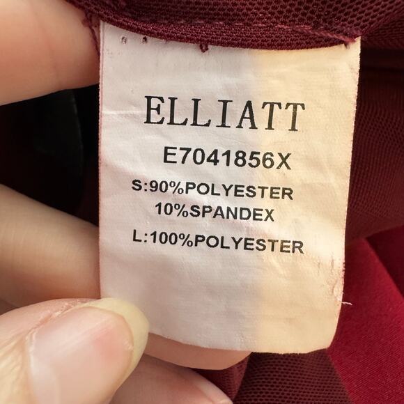 Elliatt Artemis Burgundy Asymmetrical Ruffle Hem Sheath Dress Women Size XS - Picture 9 of 10